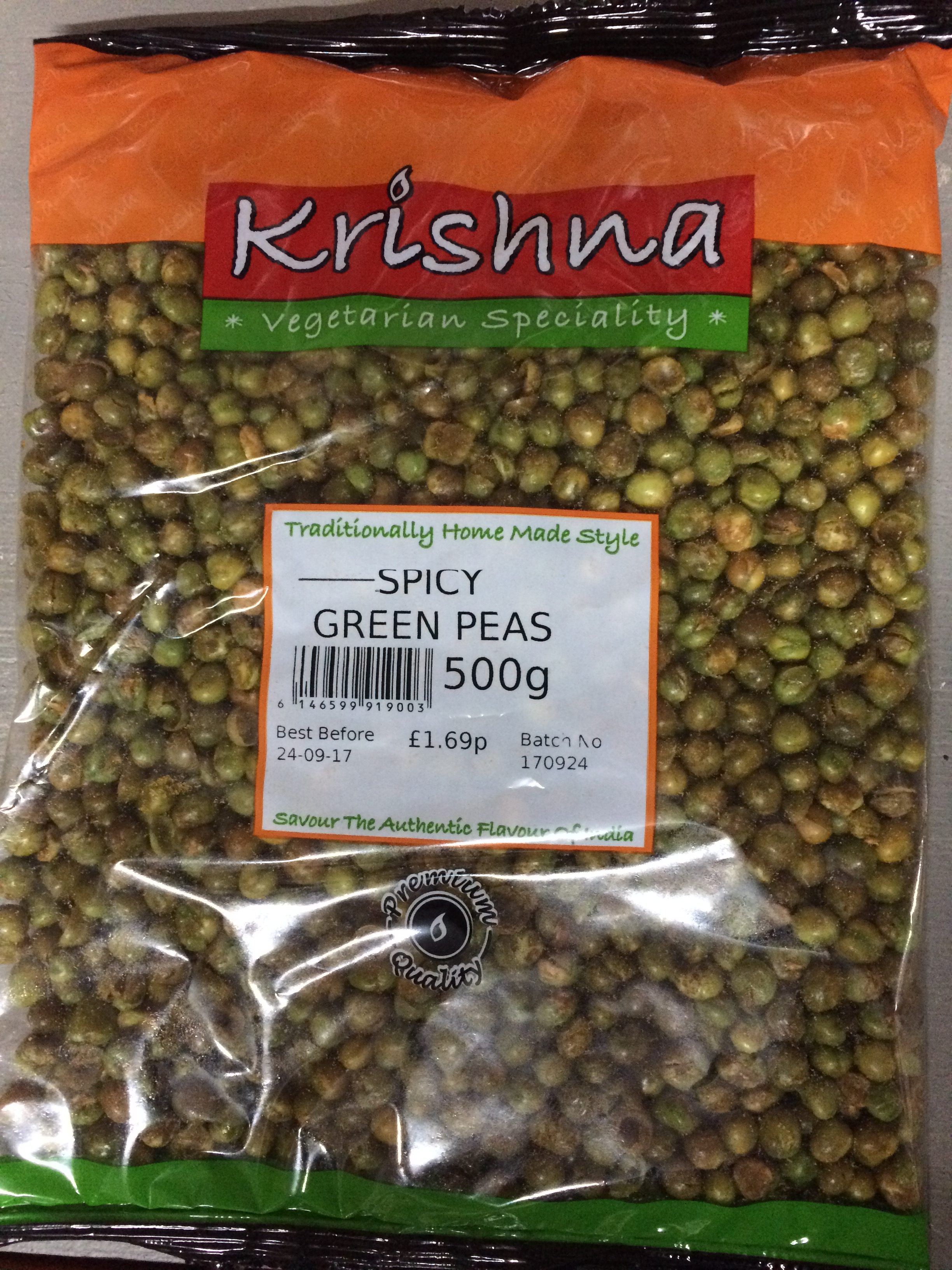 500G SPICY GREEN PEAS - Krishna